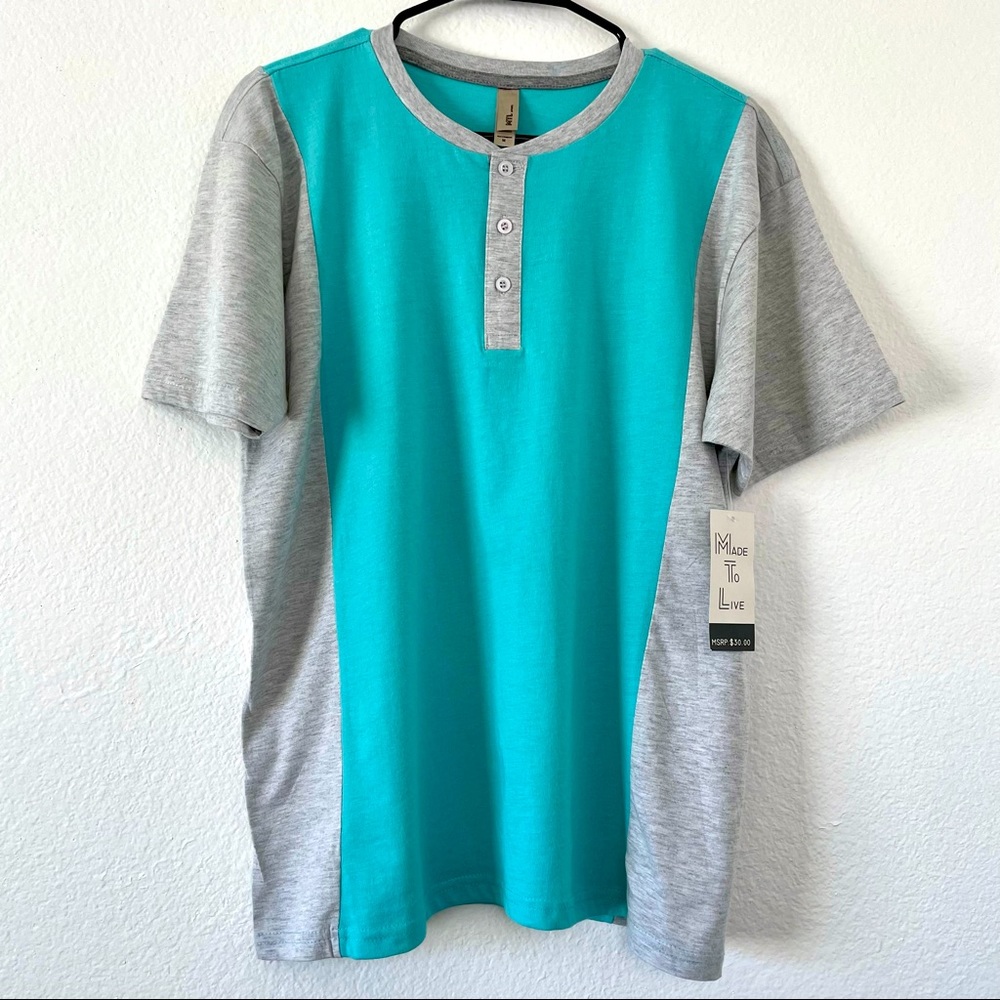 Made to Live T Shirt Raglan Teal Men’s